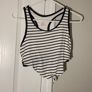 Black and white striped crop top